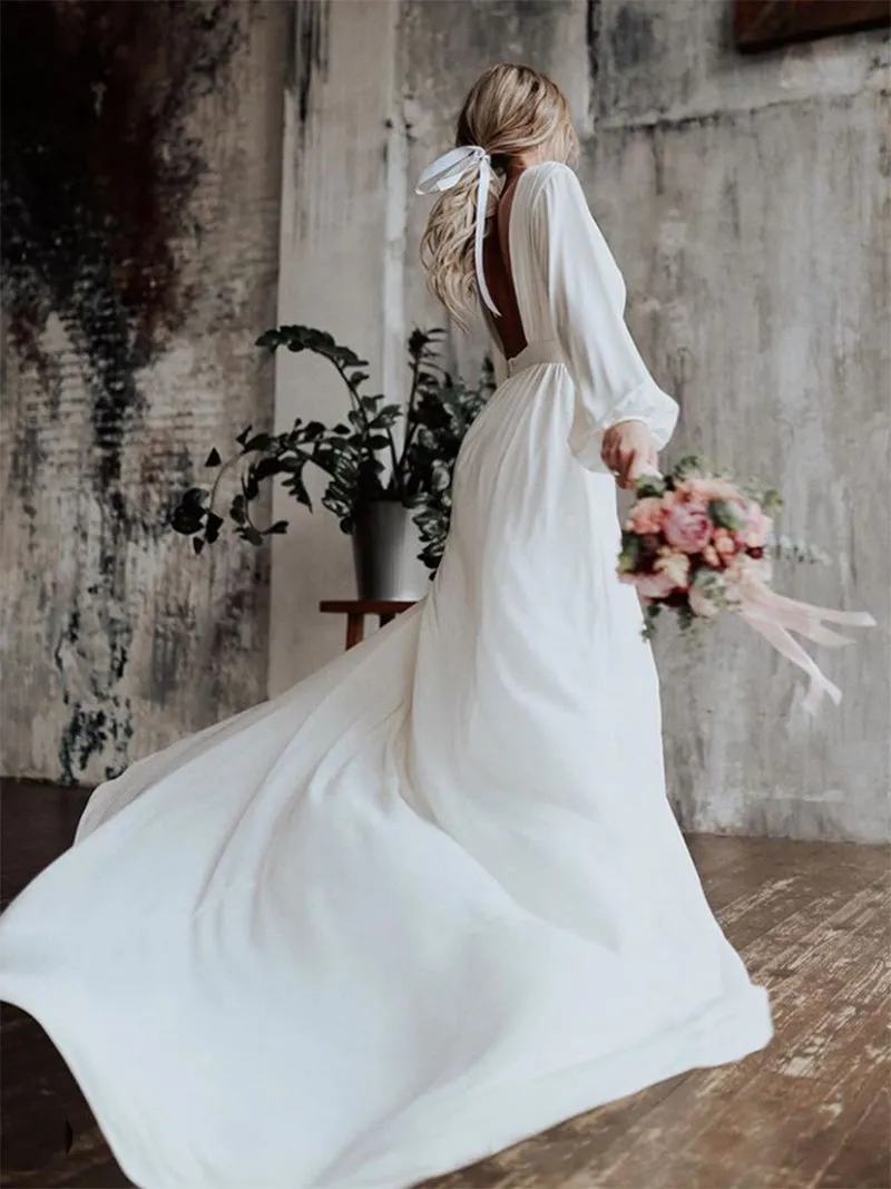 Elegant Long Sleeve Party Dress Backless Cocktail Evening Dress Photography Dress YD211106