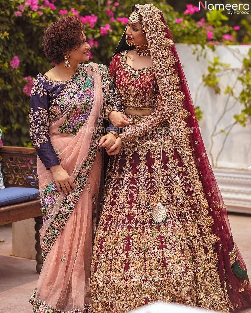 Embroidered Golden Maroon Bridal Lehenga Choli #BN833