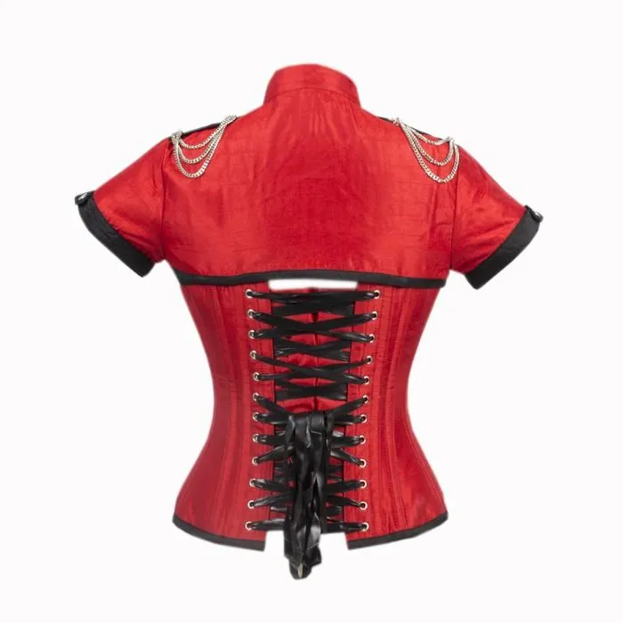 Eric Red Corset With Button Down Placket And Jacket
