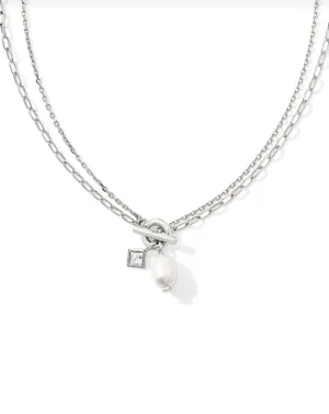Eve Multi Chain Necklace- Silver White Pearl