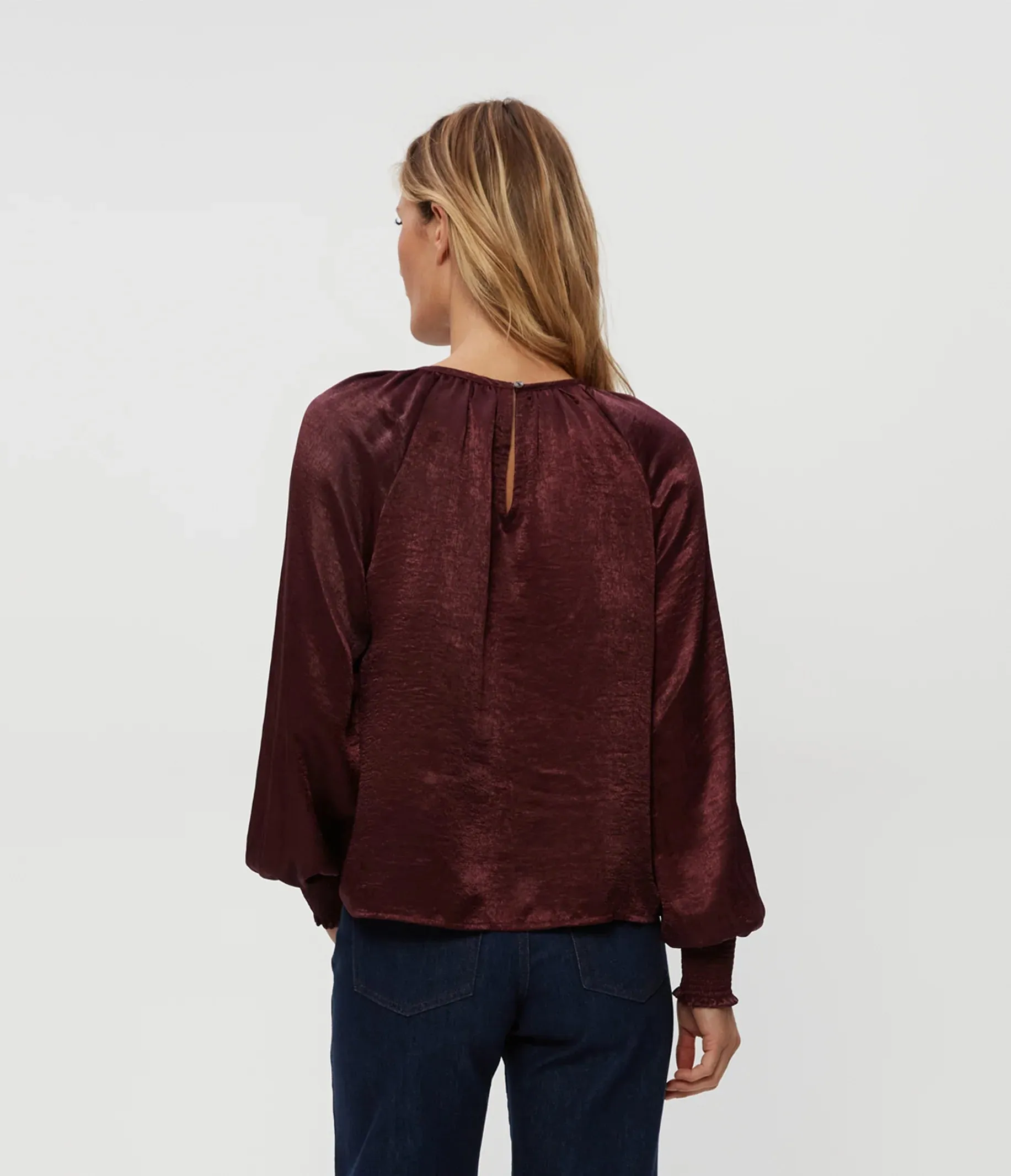 Fabi Beetroot Hammered Satin Blouse