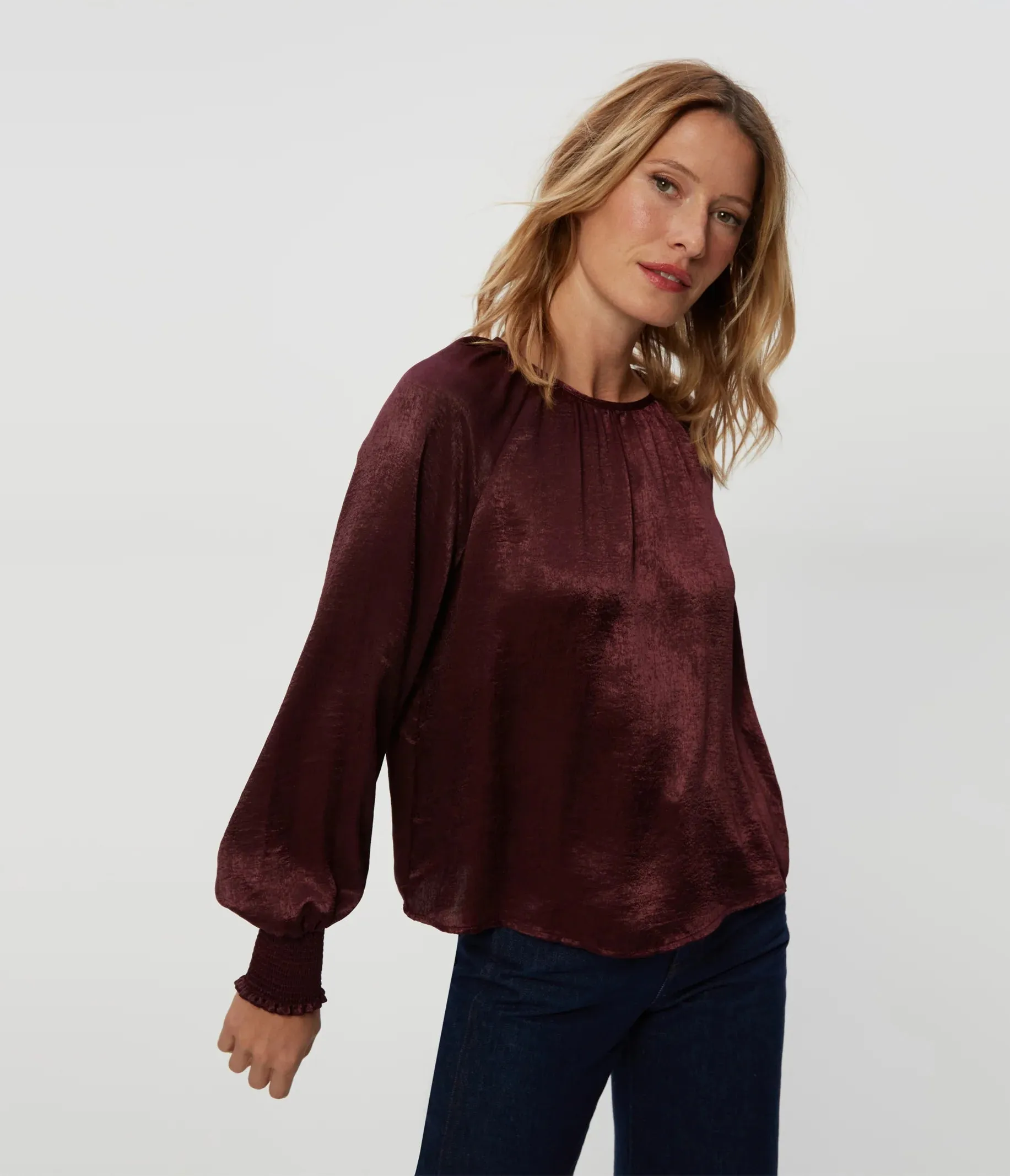 Fabi Beetroot Hammered Satin Blouse