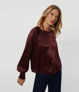 Fabi Beetroot Hammered Satin Blouse