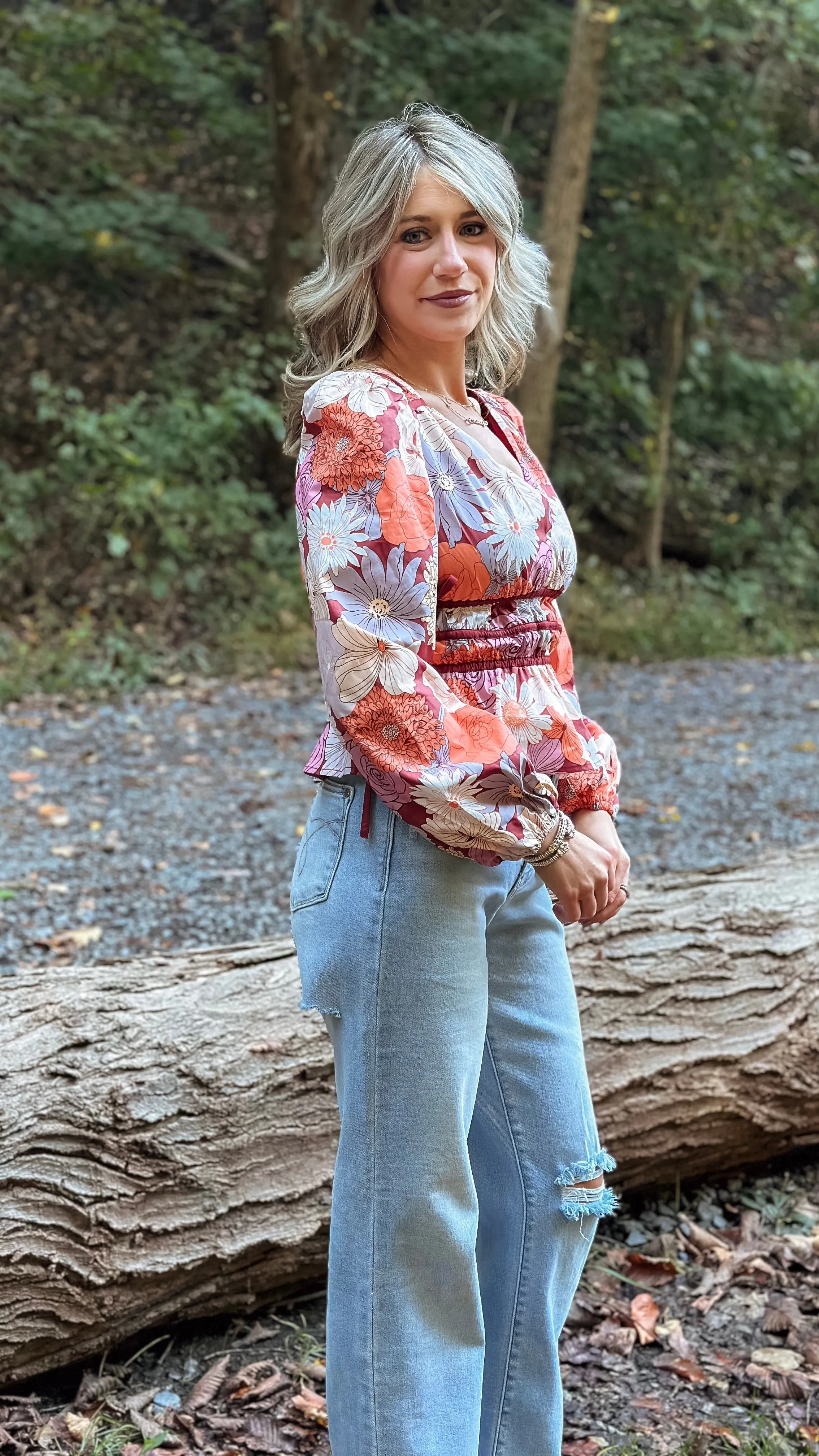 Fall Harvest Floral Blouse