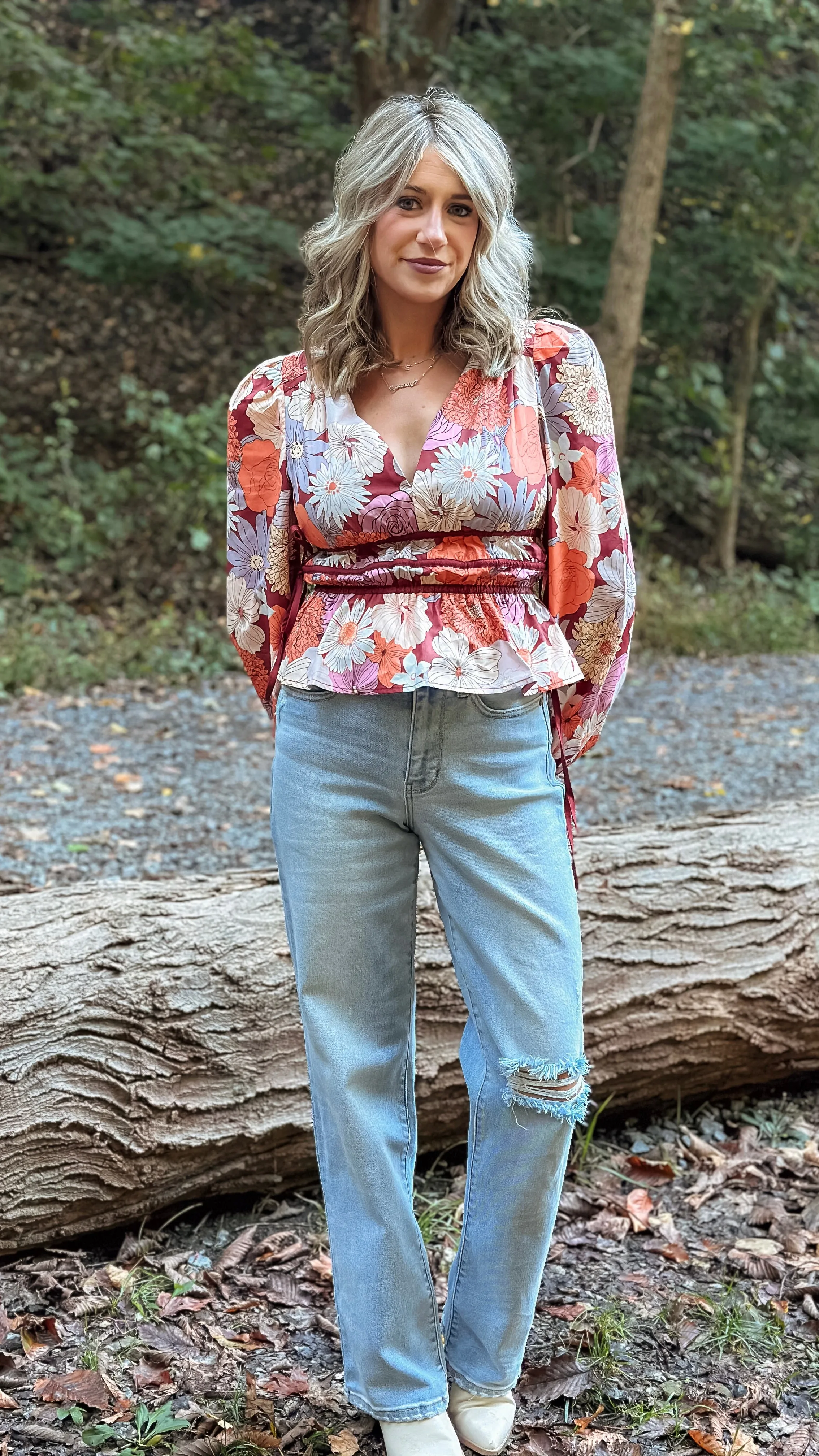 Fall Harvest Floral Blouse