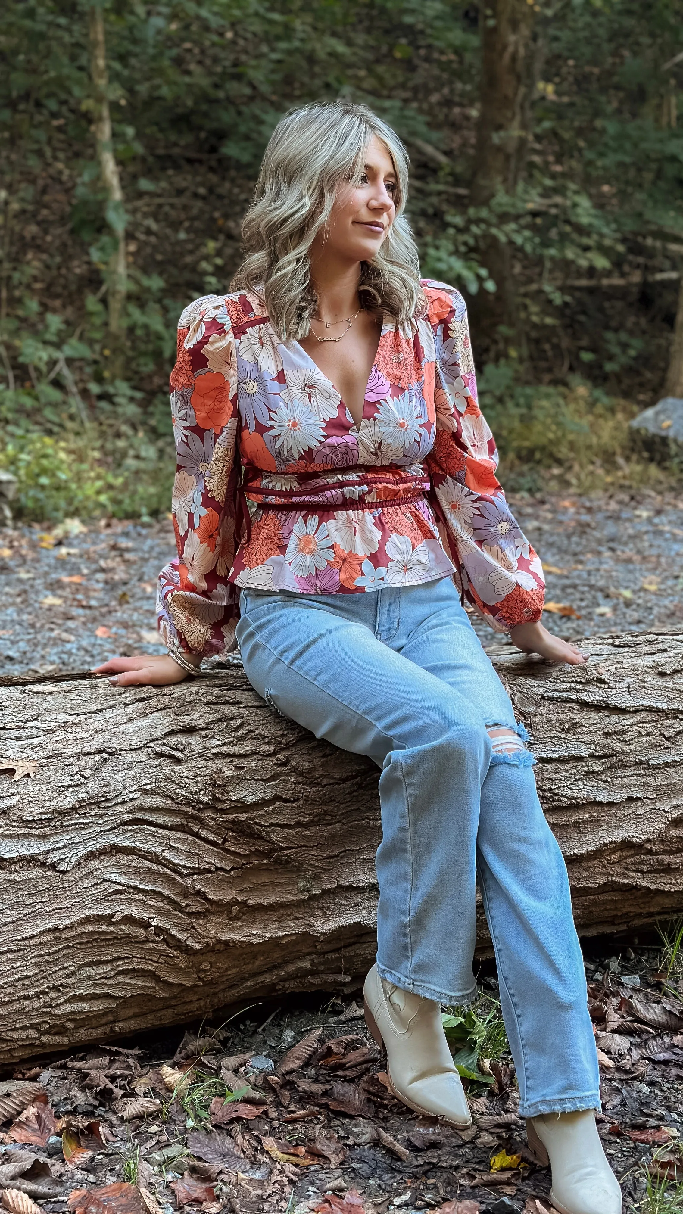 Fall Harvest Floral Blouse