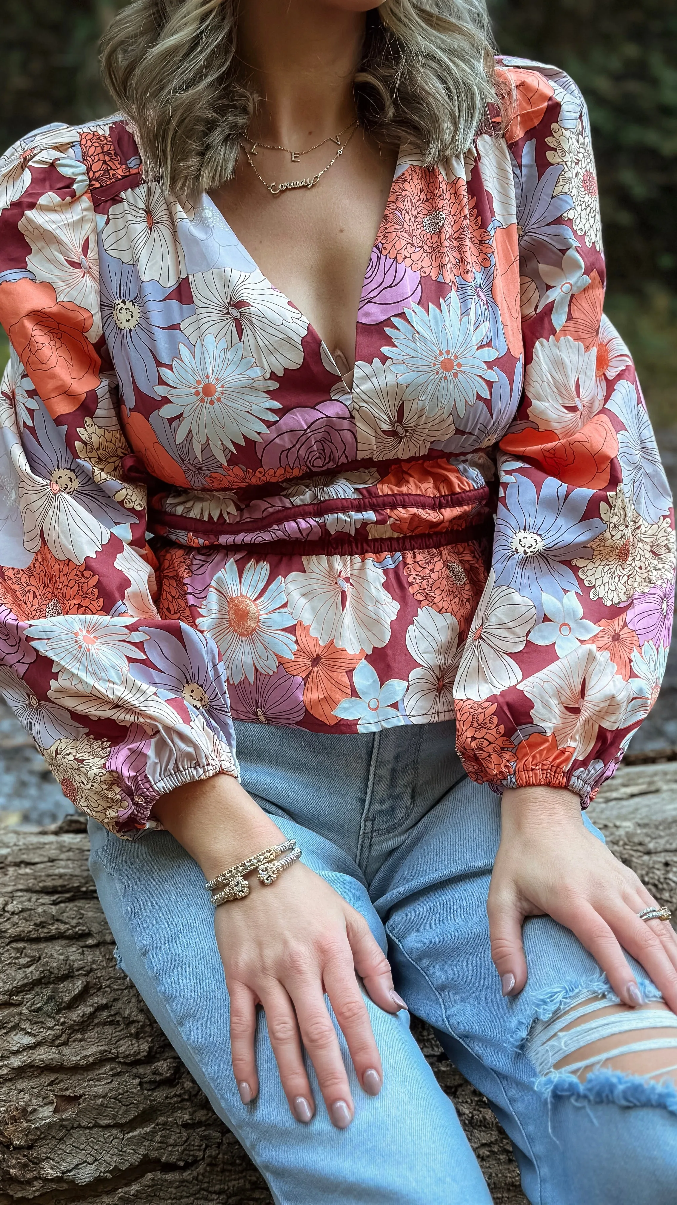 Fall Harvest Floral Blouse