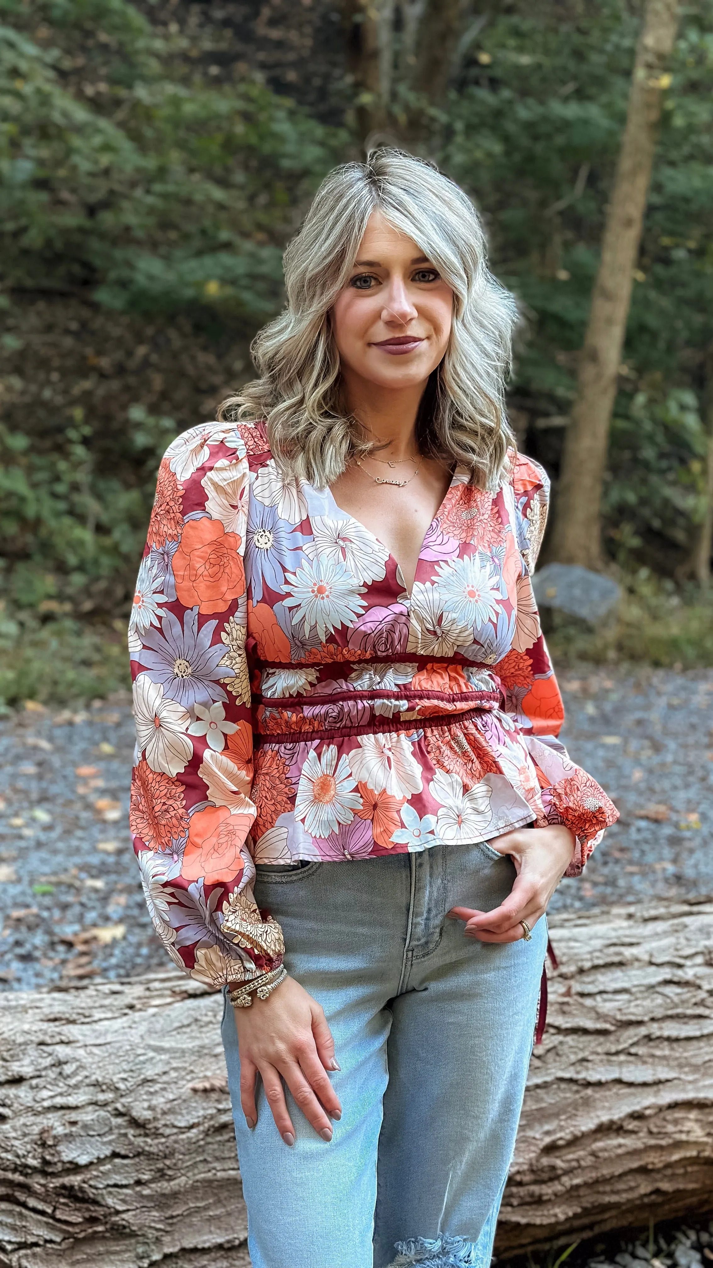 Fall Harvest Floral Blouse