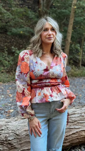 Fall Harvest Floral Blouse