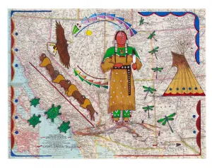 Fine Art Print - Vintage National Geographic Map - Great Lakota Thoughts