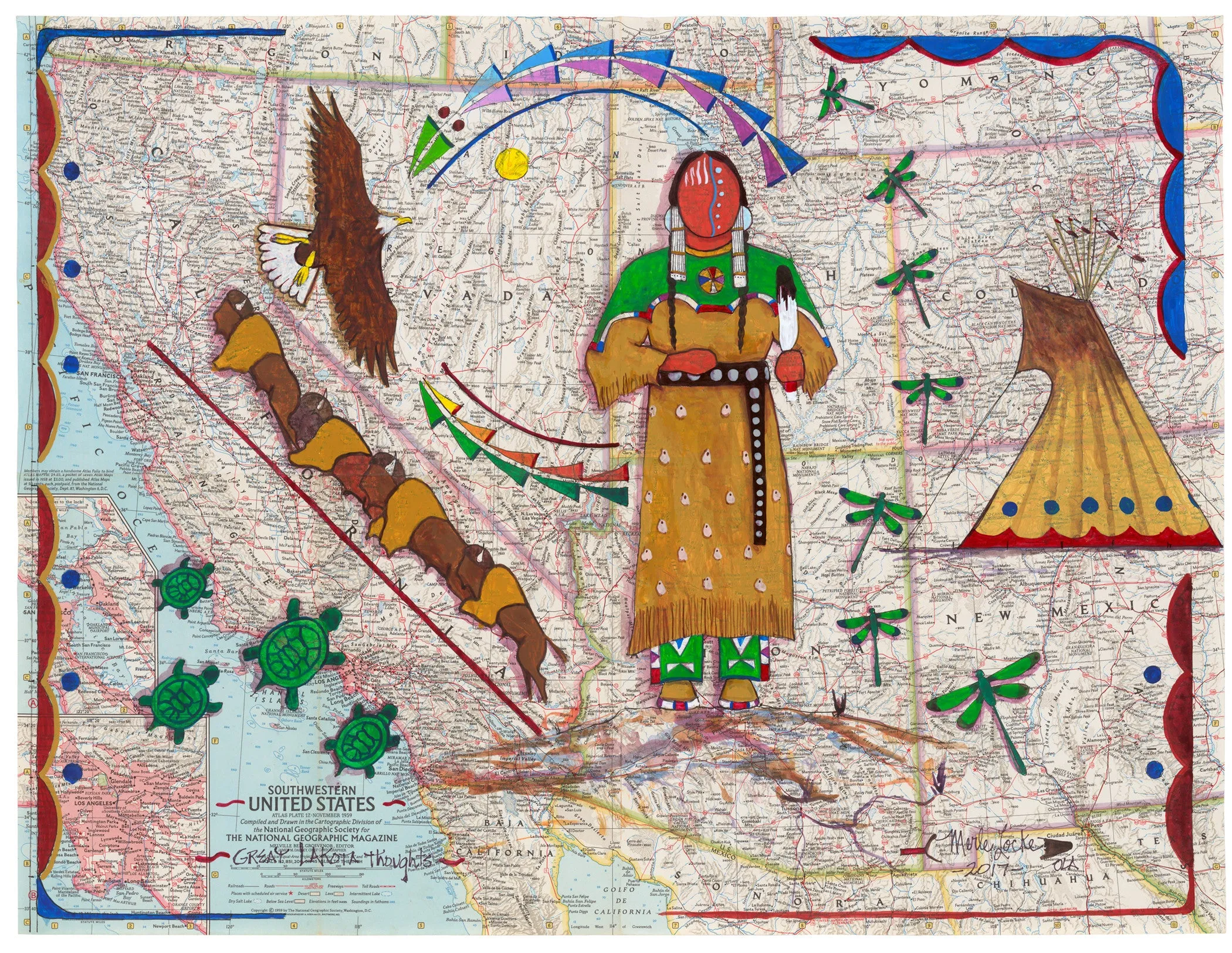 Fine Art Print - Vintage National Geographic Map - Great Lakota Thoughts
