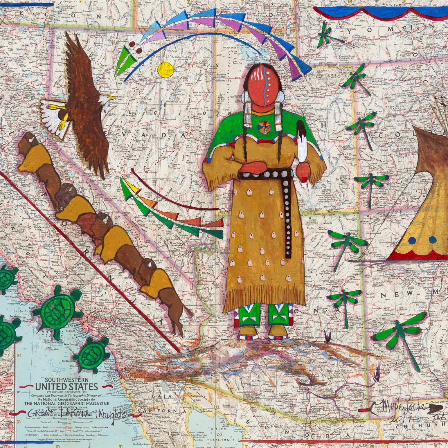 Fine Art Print - Vintage National Geographic Map - Great Lakota Thoughts