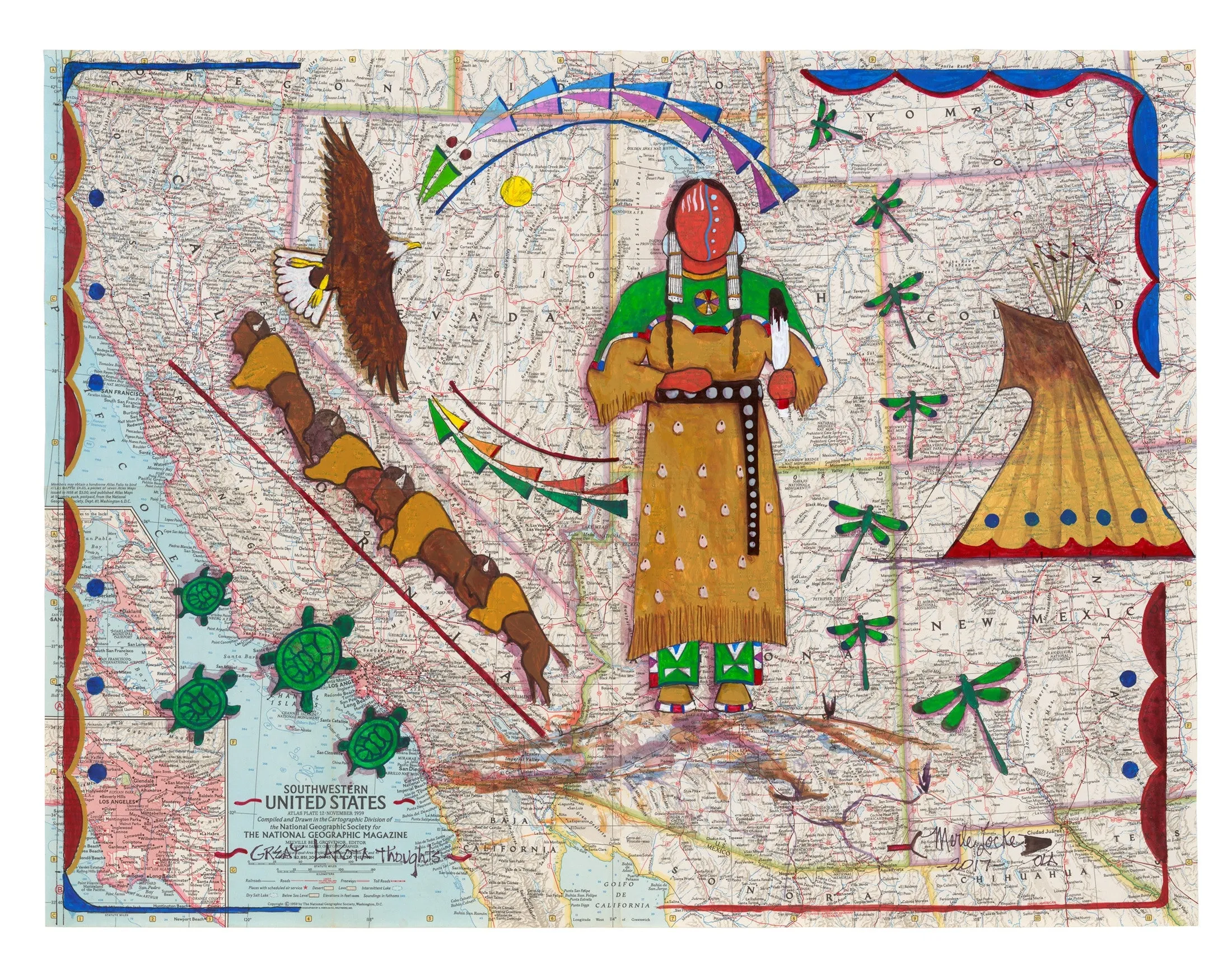 Fine Art Print - Vintage National Geographic Map - Great Lakota Thoughts