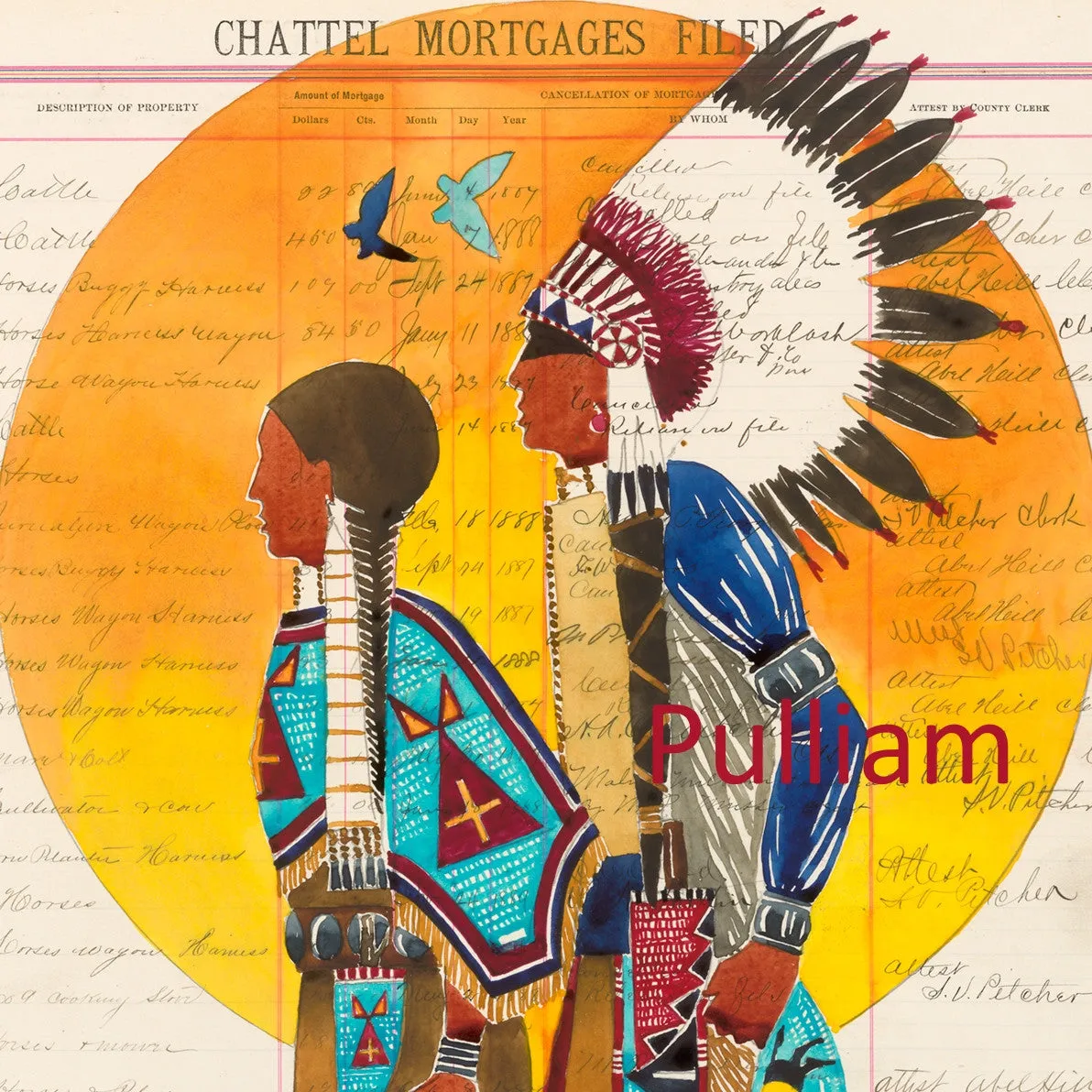 (Fine Art Print) Watercolor on Antique Ledger Paper ~ Two But One