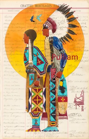 (Fine Art Print) Watercolor on Antique Ledger Paper ~ Two But One