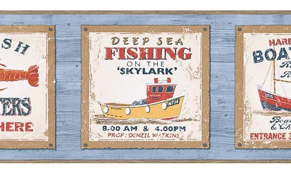 Fishing on the Skylark PB58045B Wallpaper Border