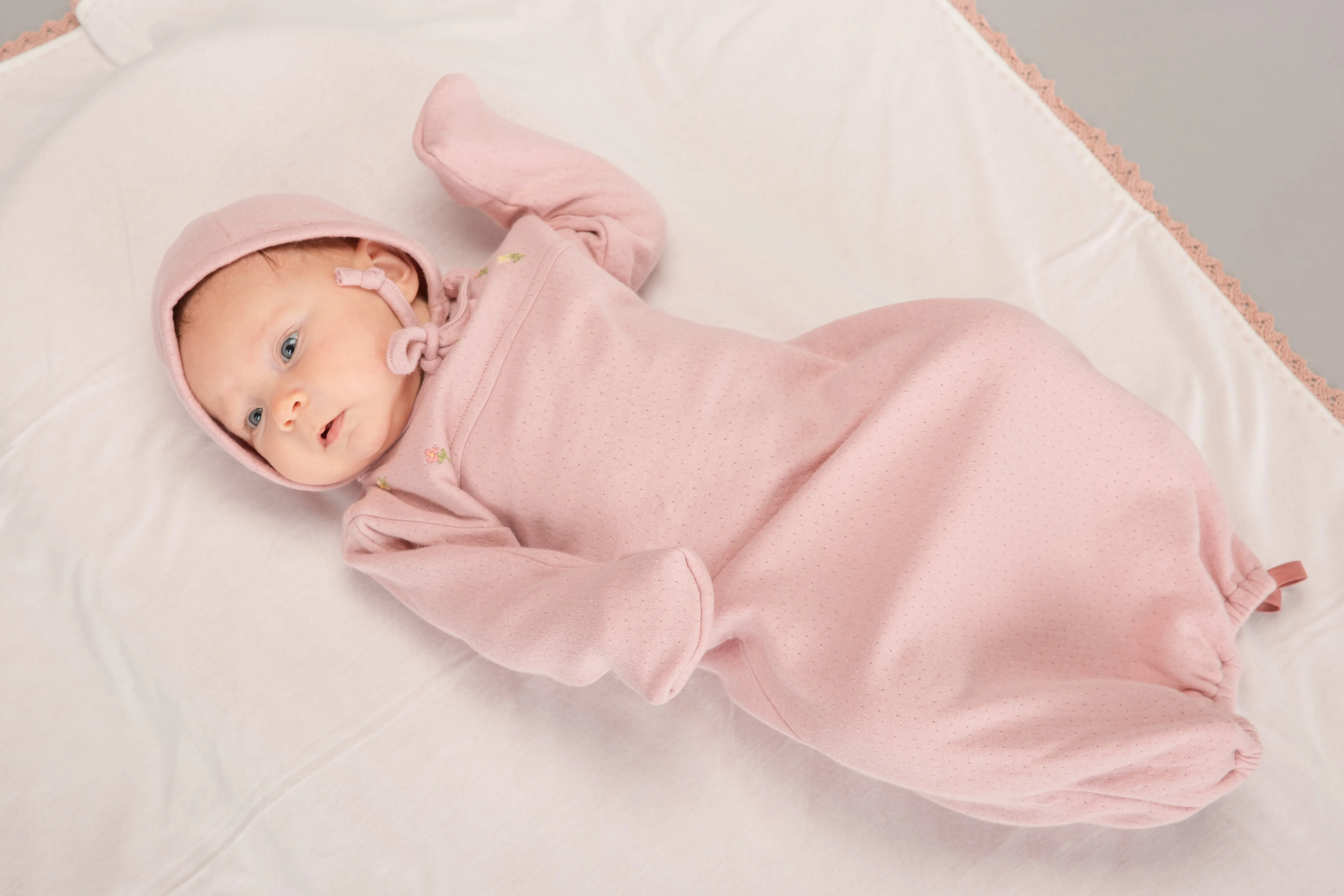 Flowers in the Wind Baby Gown, Dusty Rose
