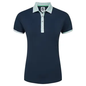FootJoy Ladies Gingham Trim Short Sleeve Golf Shirt