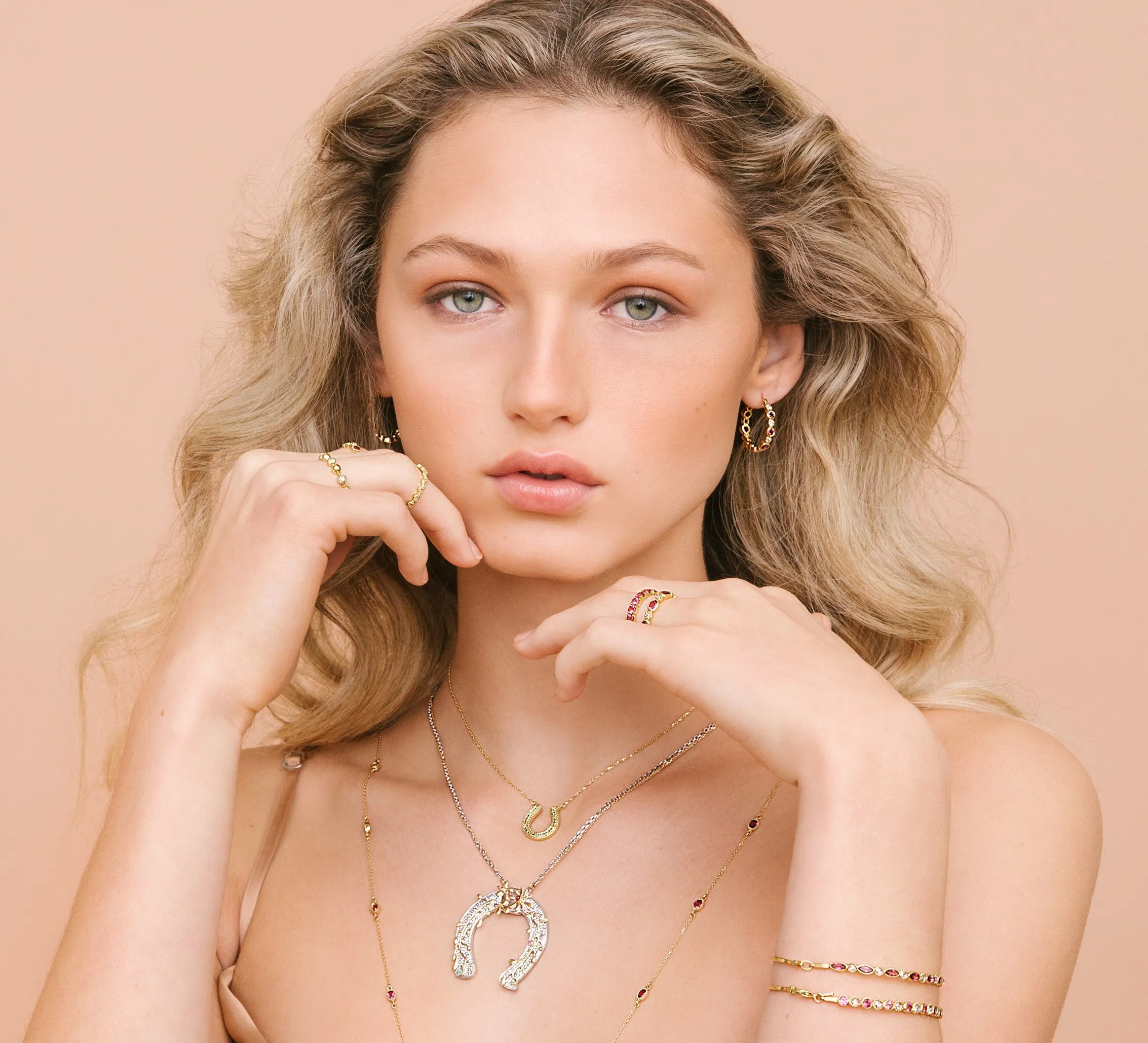 Freestyle Earrings with Pink Tourmalines and Champagne Diamonds