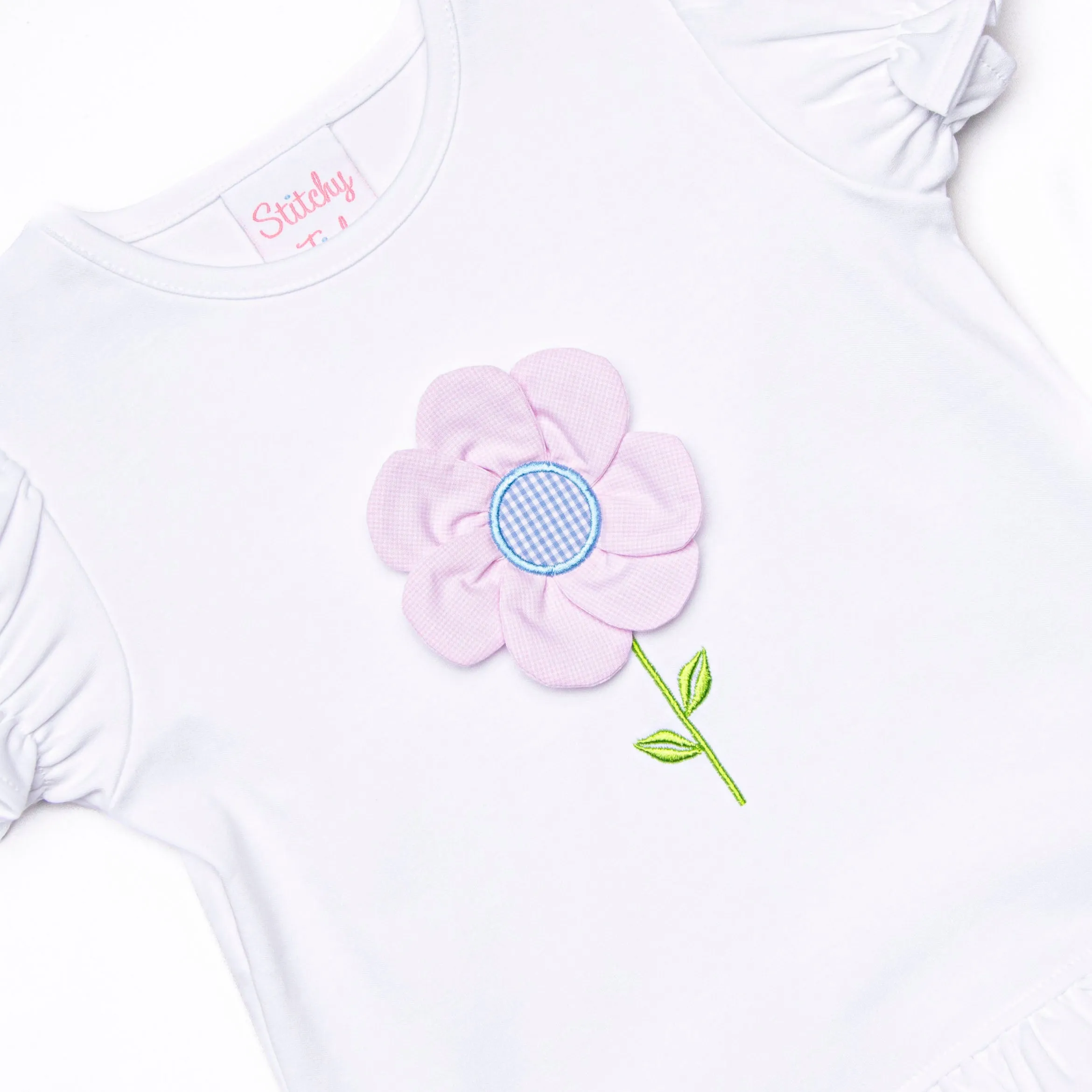 Fresh Air Flowers Applique Short Set, Green