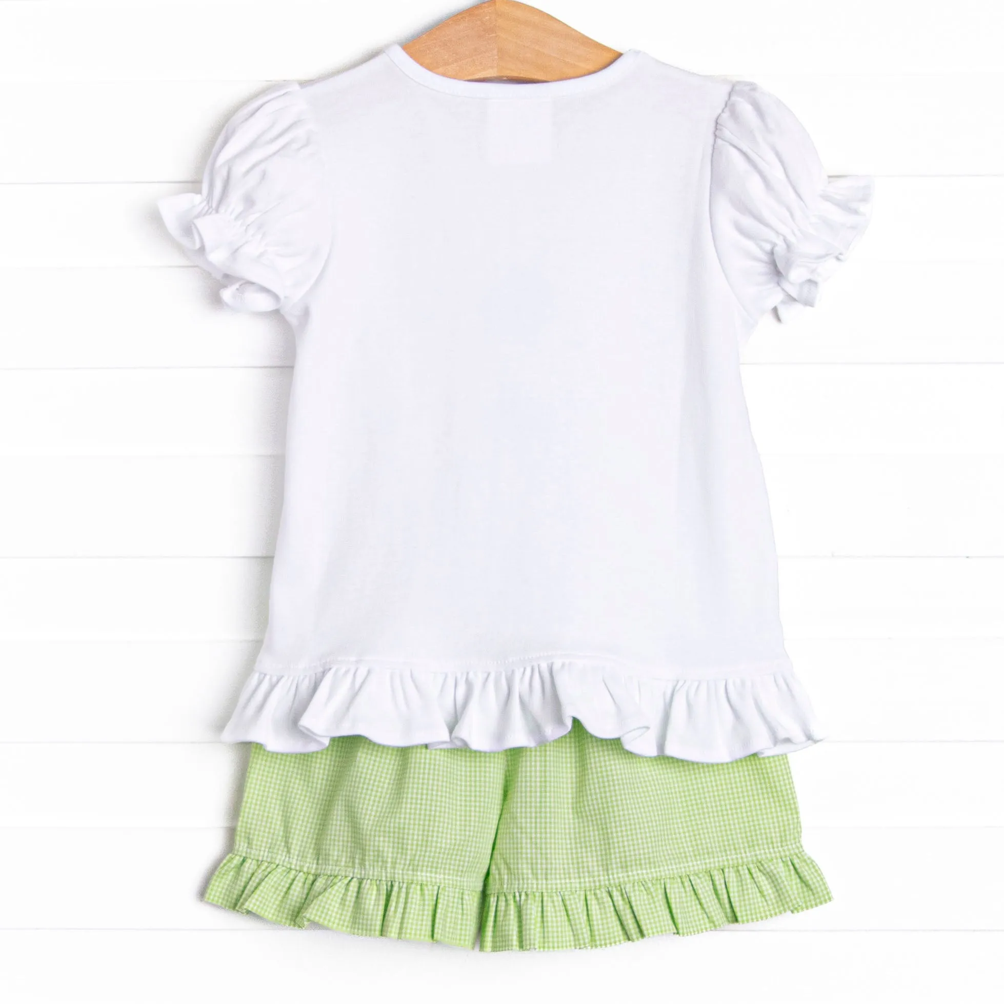 Fresh Air Flowers Applique Short Set, Green