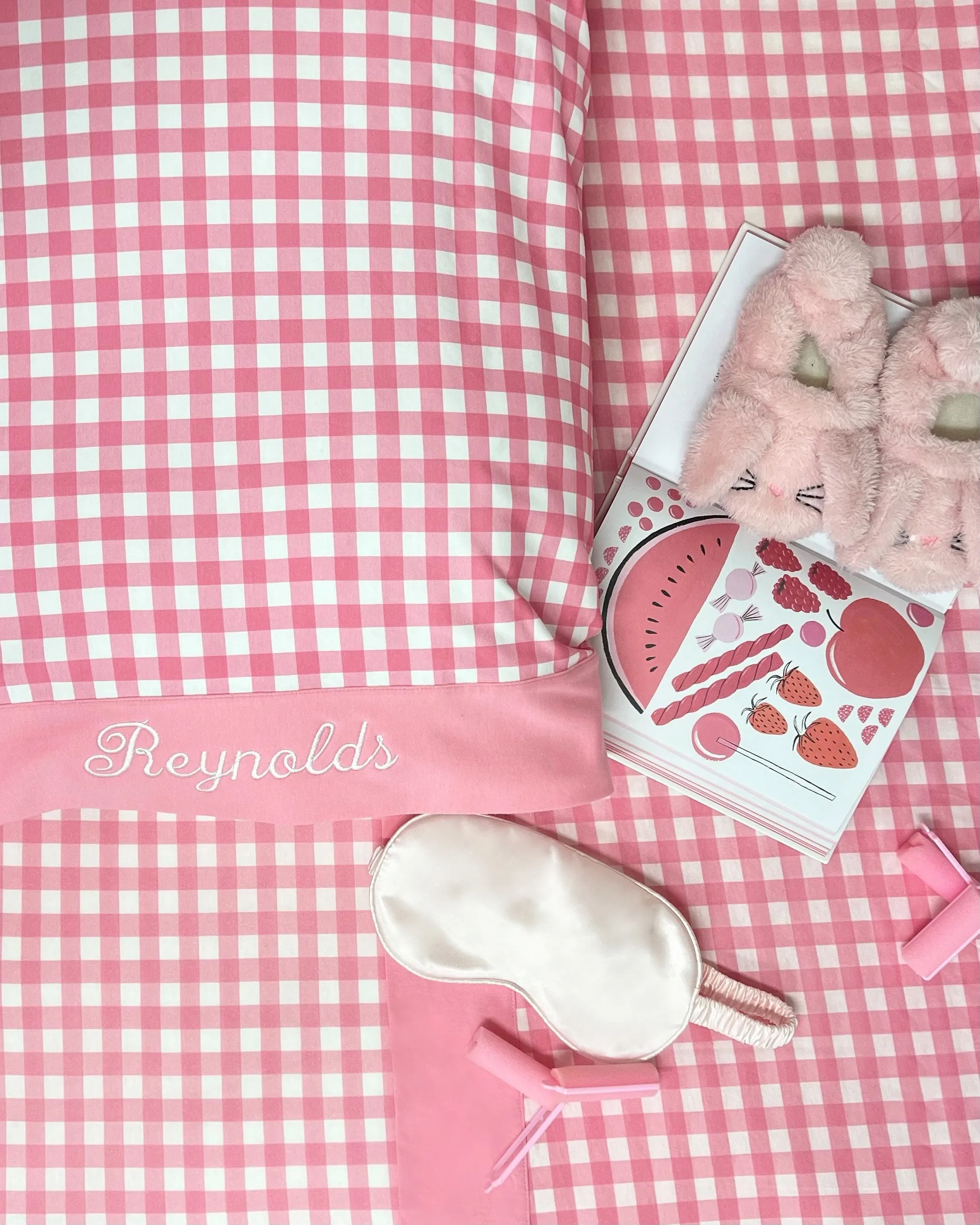 Fresh Faced Pillowcase - Hamptons Hot Pink Gingham with Hamptons Hot Pink
