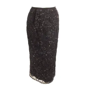 GIORGIO SANT'ANGELO 1980s Black Beaded and Embroidered Skirt