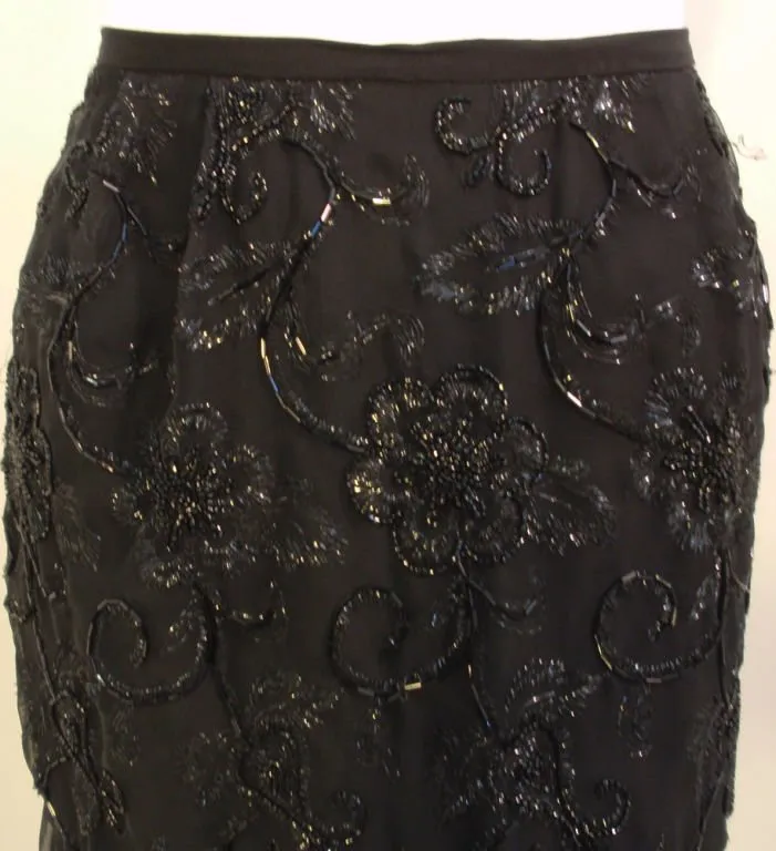 GIORGIO SANT'ANGELO 1980s Black Beaded and Embroidered Skirt