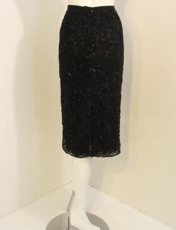 GIORGIO SANT'ANGELO 1980s Black Beaded and Embroidered Skirt