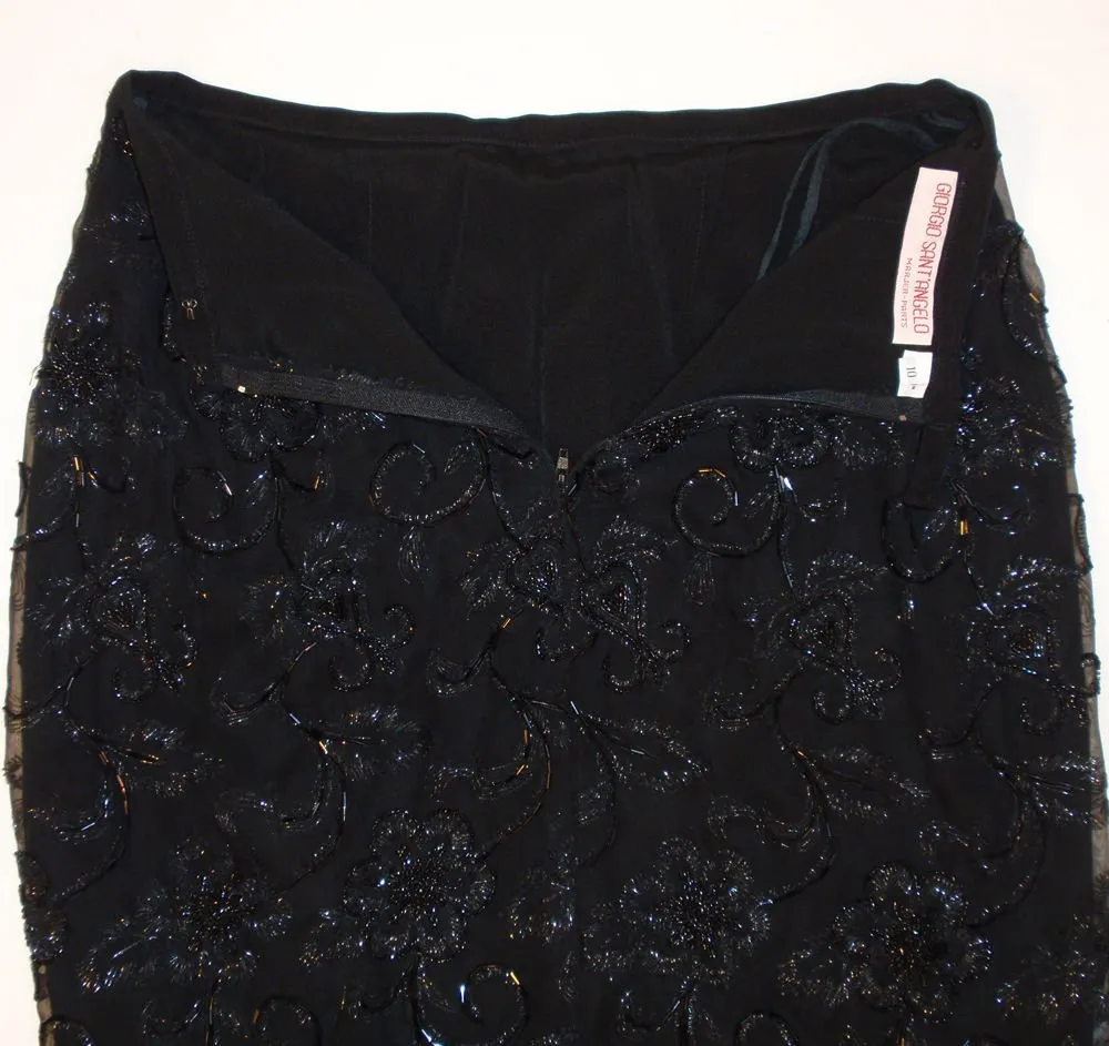 GIORGIO SANT'ANGELO 1980s Black Beaded and Embroidered Skirt