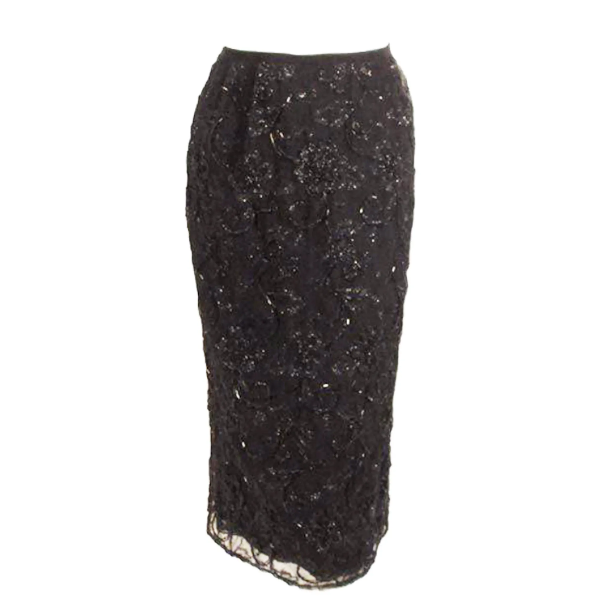 GIORGIO SANT'ANGELO 1980s Black Beaded and Embroidered Skirt