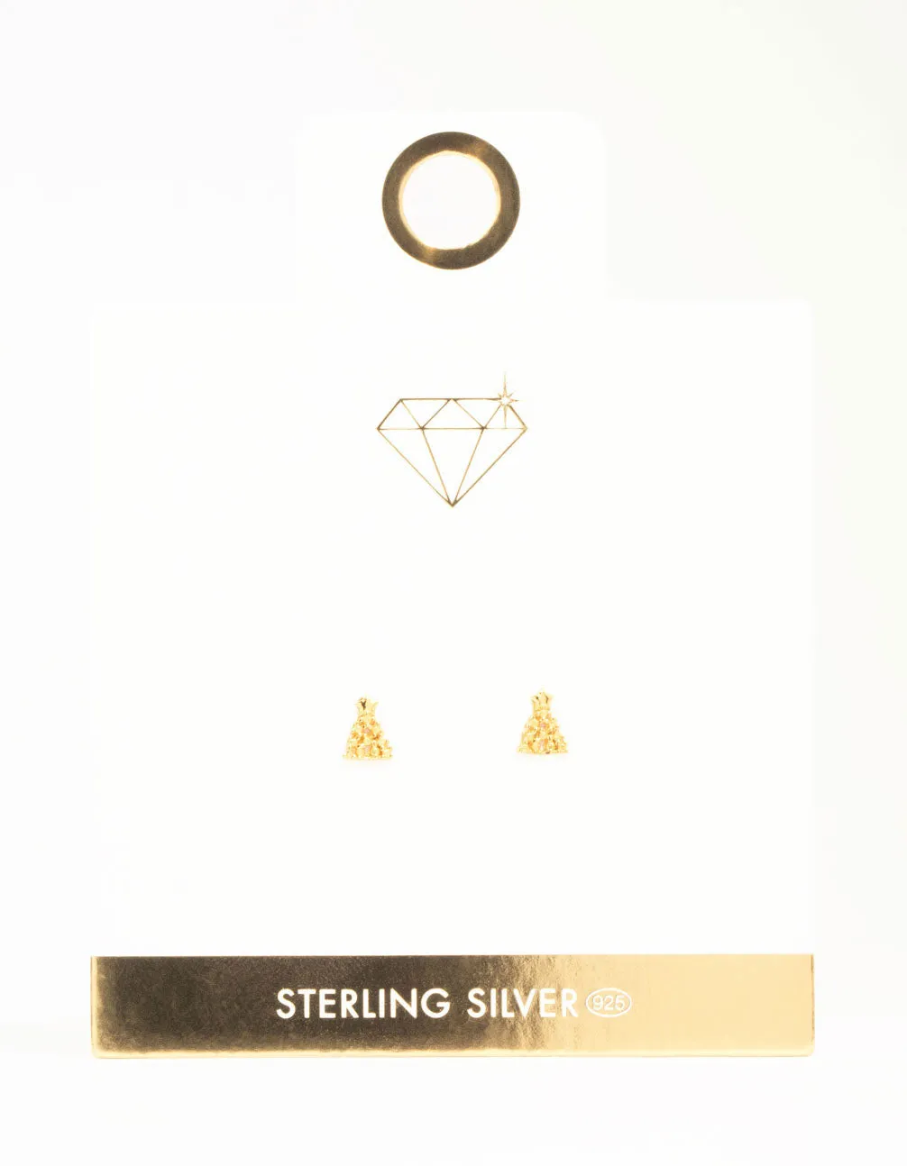 Gold Plated Sterling Silver Christmas Tree Stud Earrings