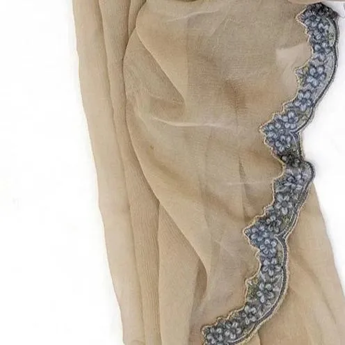 Grey-Brown Chiffon Dupatta - Scarf