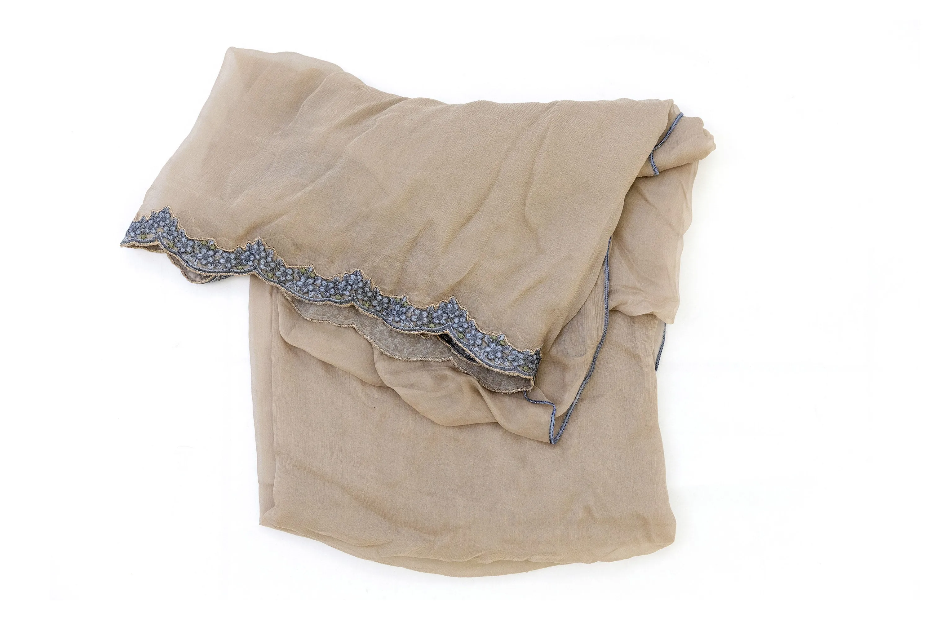 Grey-Brown Chiffon Dupatta - Scarf