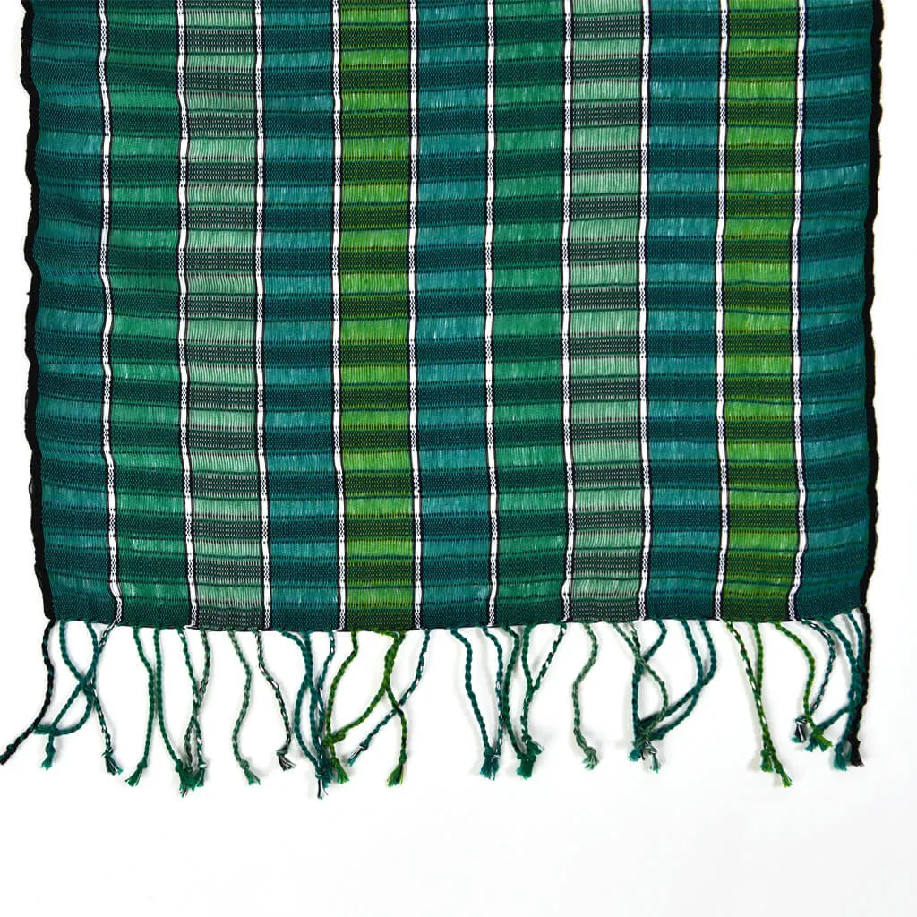 Hand Woven Fringed Scarf | Fresh Greens