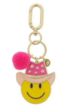 Happy Face & Pom Pom Keychain