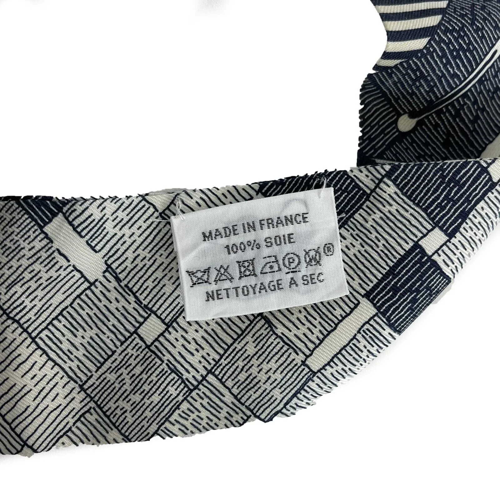 HERMES -Mors a Jouets Chemise Marine Twilly - White, Navy - Scarf - OS