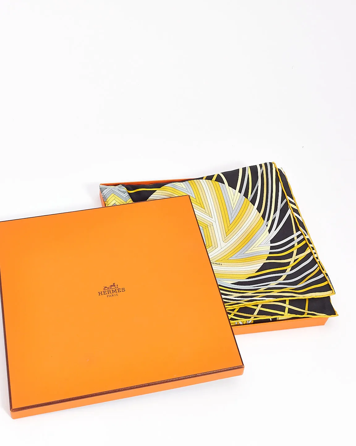 Hermès Yellow & Black L'art Du Temari Silk Scarf