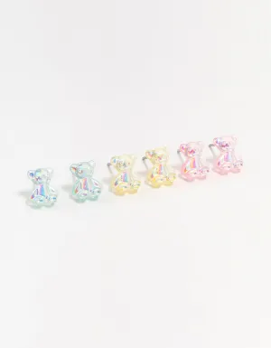 Holographic Teddy Stud Earrings 3-Pack