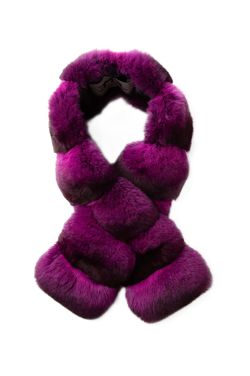 Horizontal Pull Through Chinchilla Fur Scarf