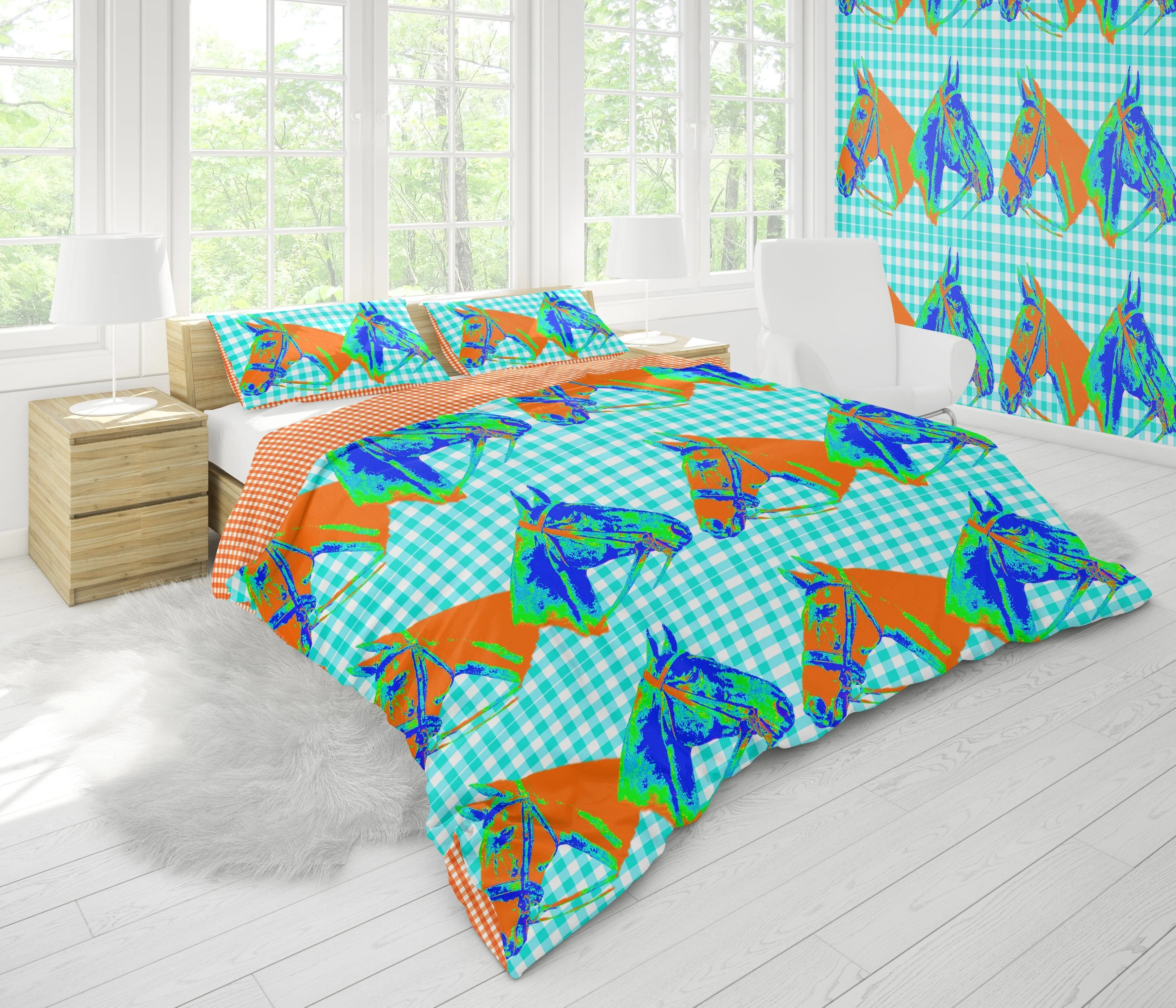 HORSE COUNTRY DUVET IN TURQUOISE
