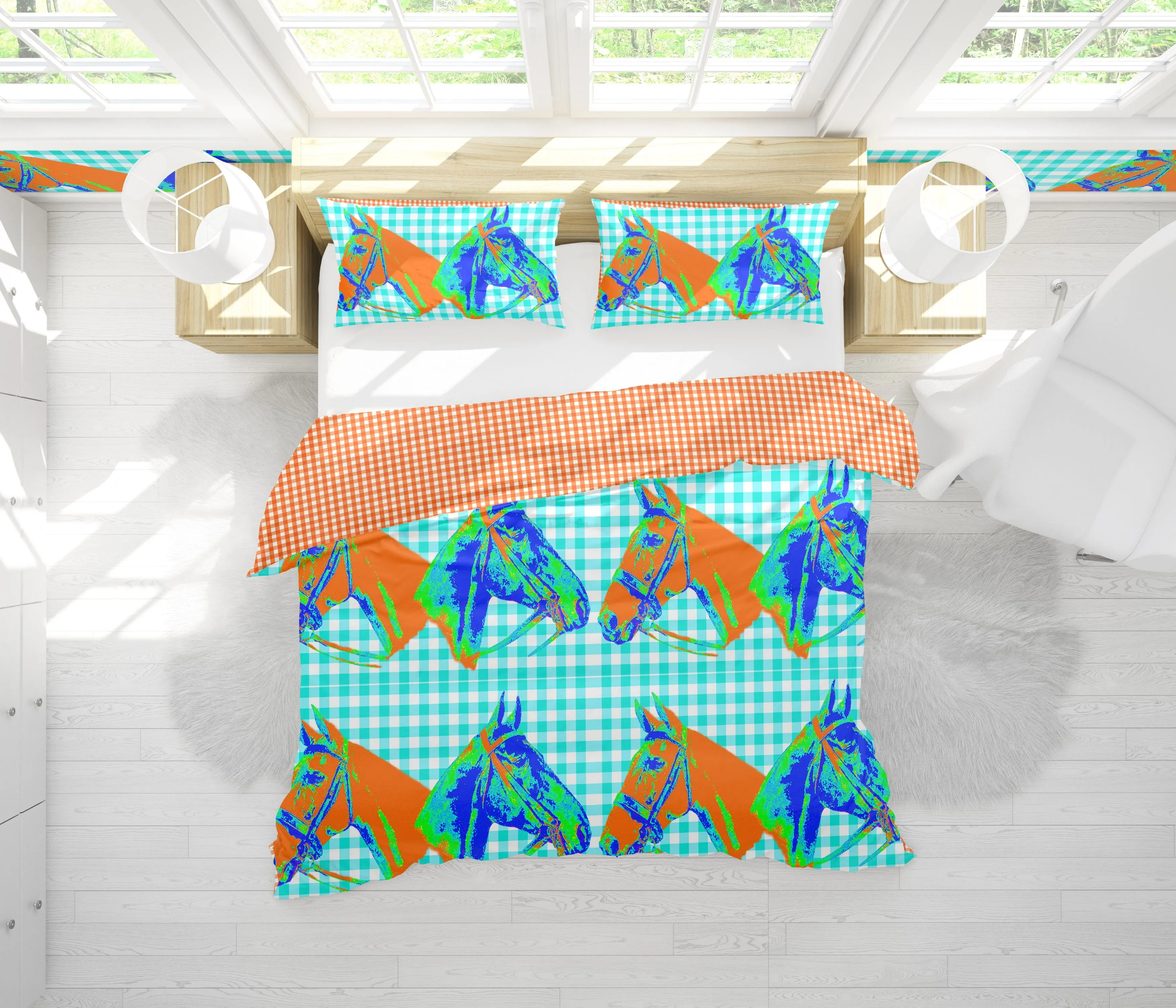 HORSE COUNTRY DUVET IN TURQUOISE