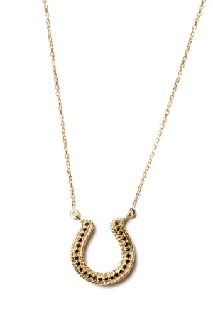 Horseshoe Necklace with Black Diamonds