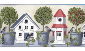 House Bird Pond Leaf HM79338 Wallpaper Border