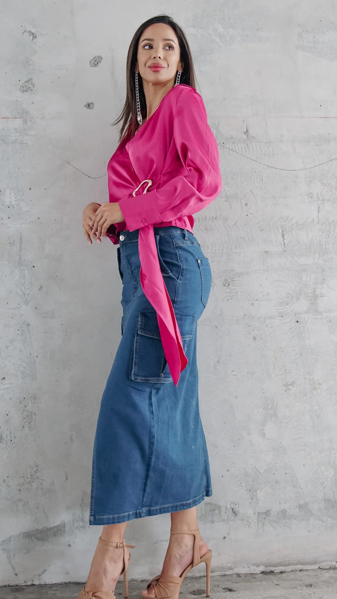 Indie Longsleeve Satin top