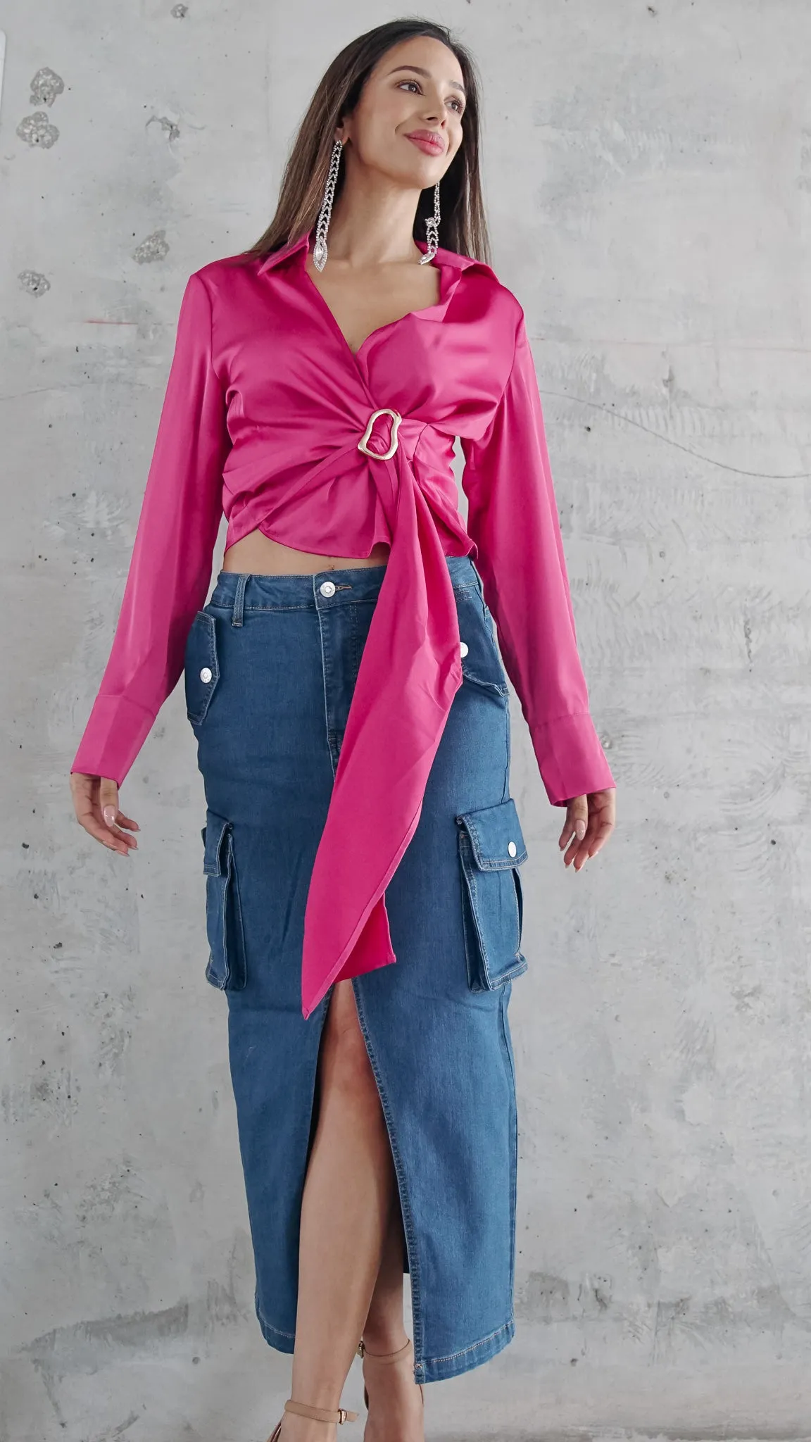 Indie Longsleeve Satin top