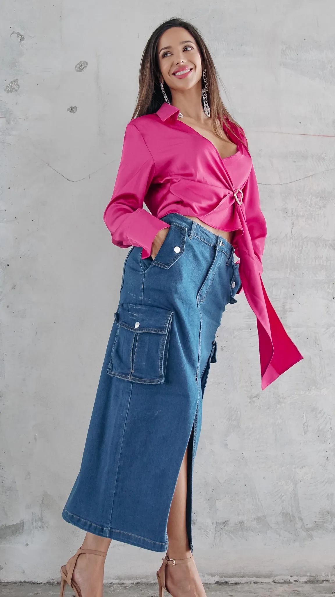 Indie Longsleeve Satin top