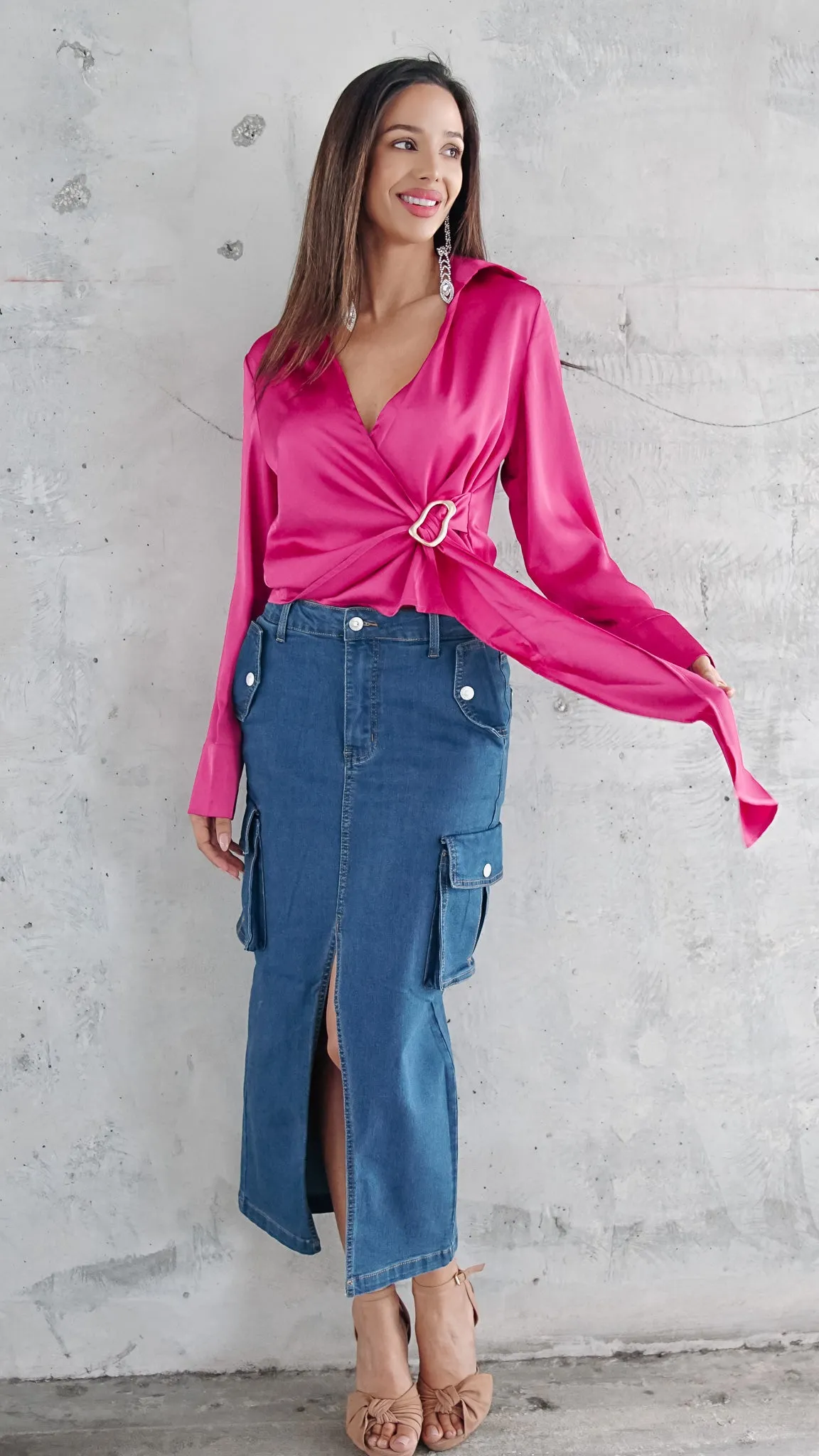 Indie Longsleeve Satin top