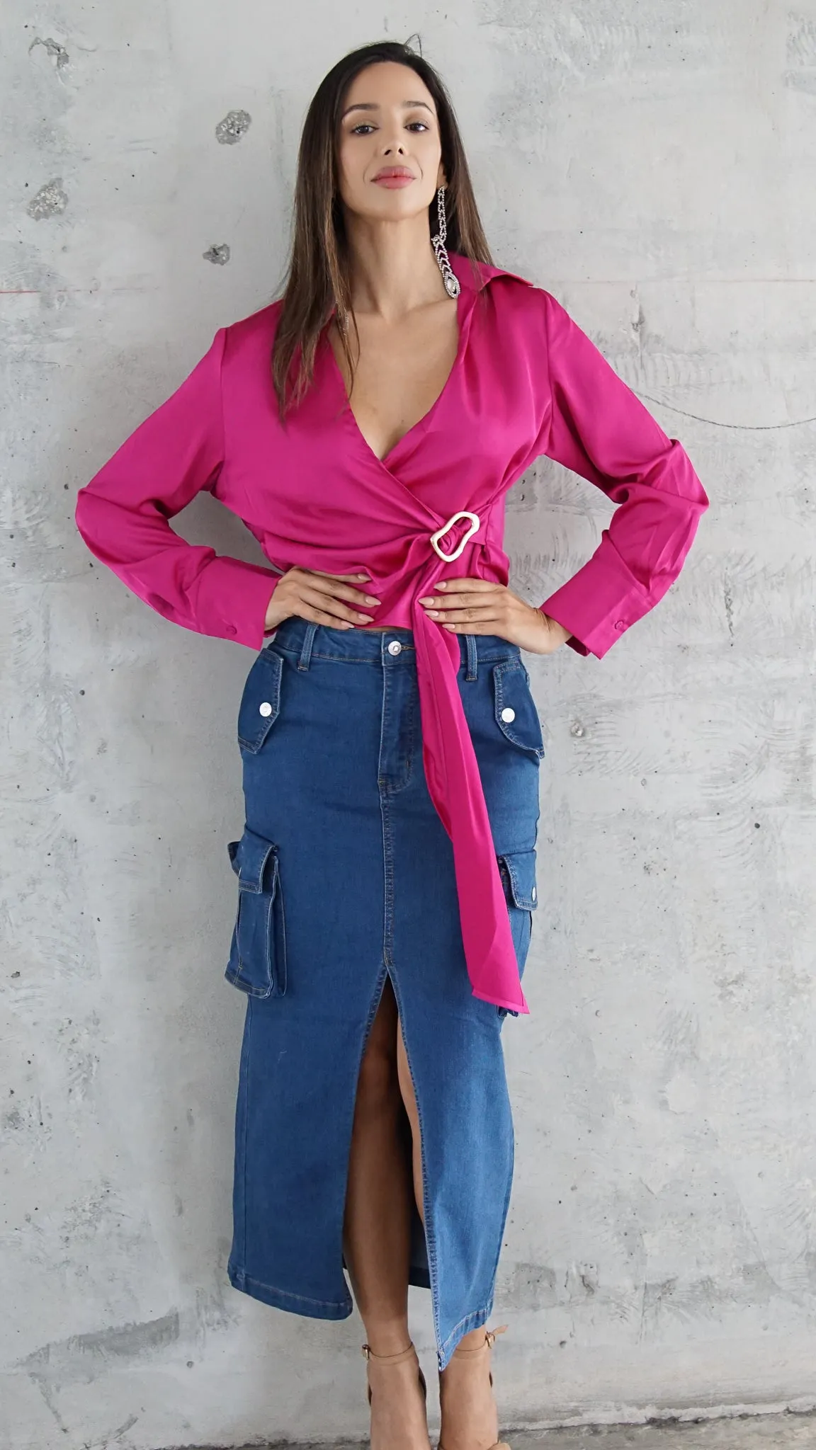 Indie Longsleeve Satin top
