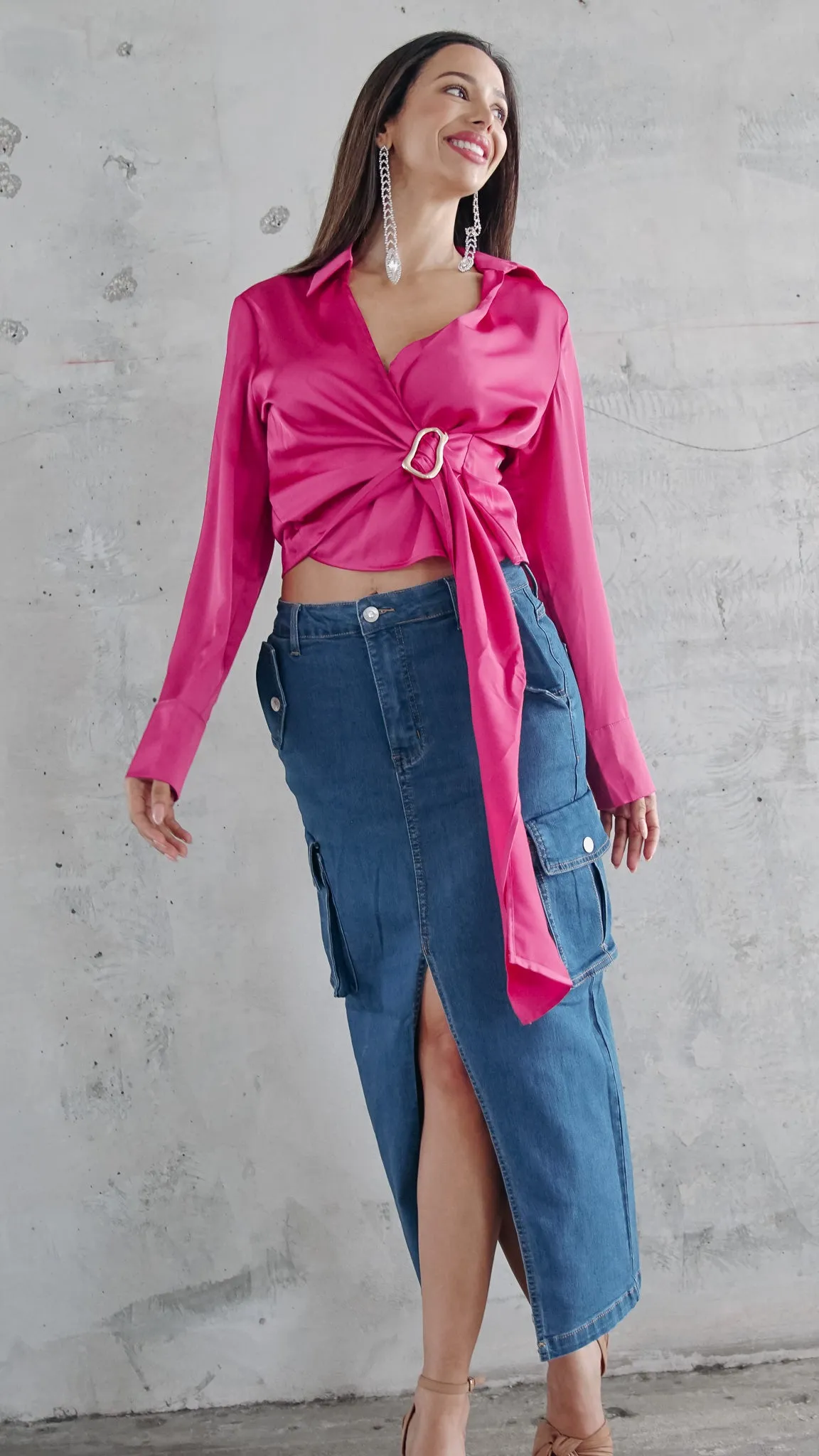 Indie Longsleeve Satin top